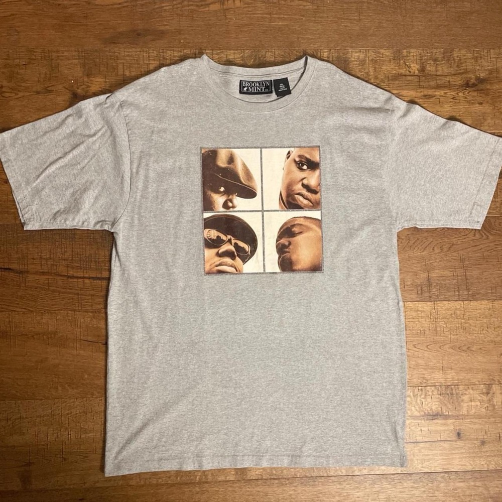Brooklyn Notorious BIG Rap Tee Mens XXL Grey Streetwear Hip Hop Graphic Shirt